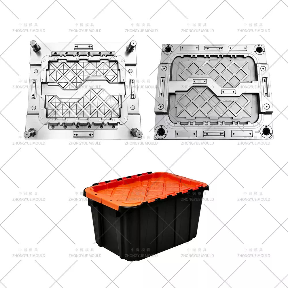 Caja de almacenamiento apilable encajable con molde de tapa adjunto