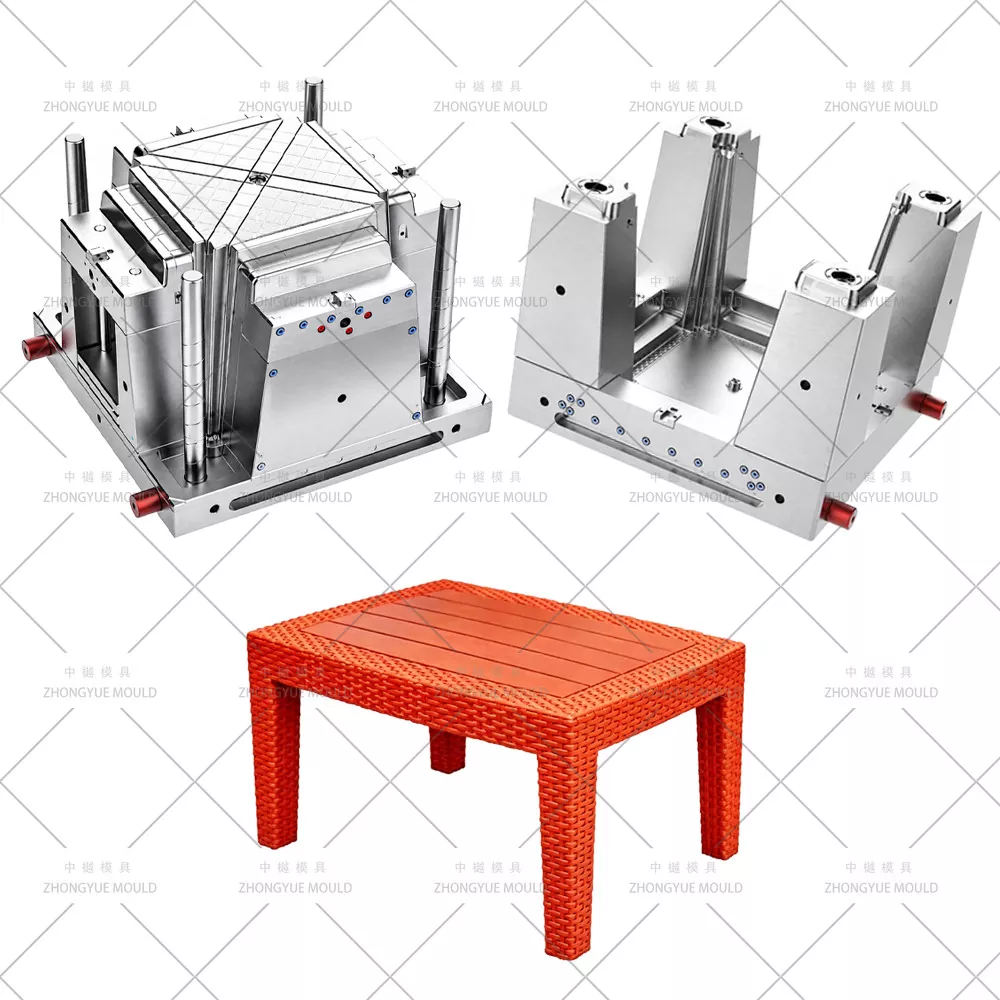 Molde de mesa baja de plástico de ratán