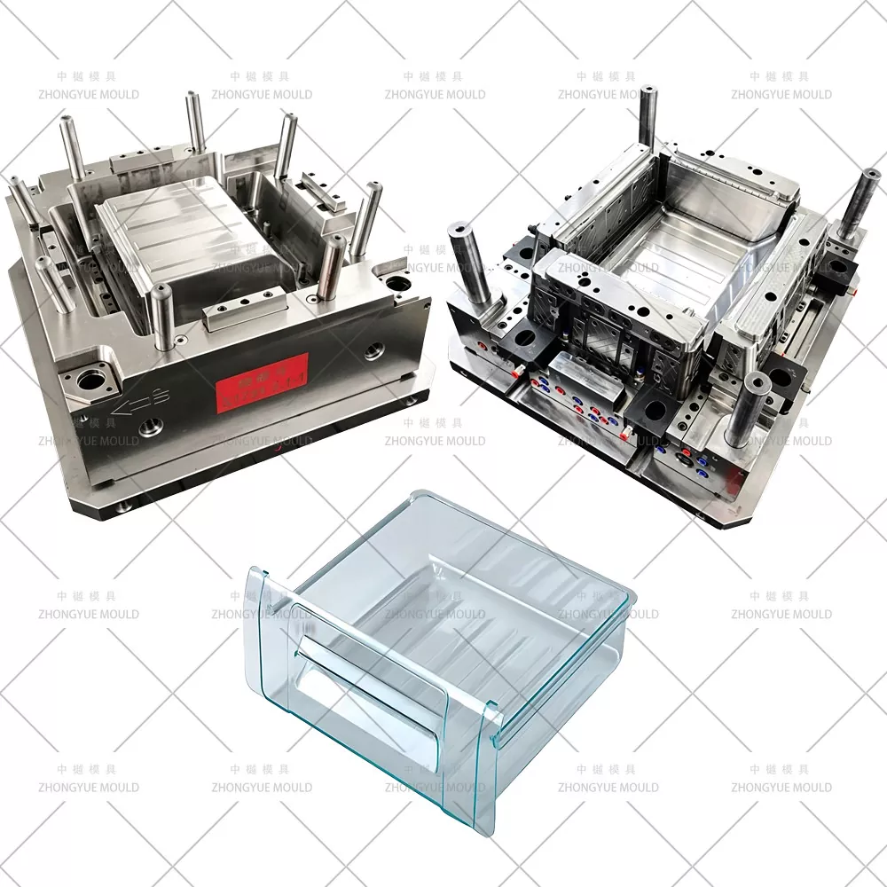Molde de cajón de refrigerador de plástico