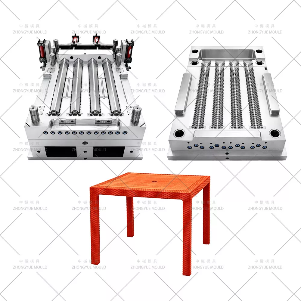 Molde de pata de mesa de ratán dividido de plástico